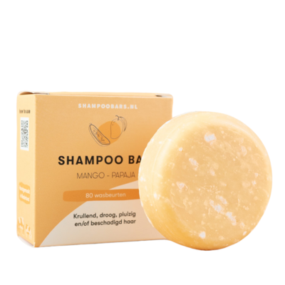 Shampoo Bar Mango Papaja voor krullend, droog, pluizig en/of beschadigd haar - 60 gram - plasticvrij