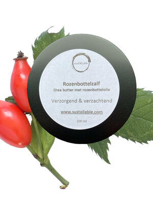 Rozenbottelzalf op basis van shea butter - in recyclebaar blik 100 ml