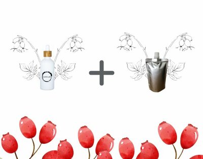 Rozenbottel olie flesje 100ml + navulverpakking 100ml